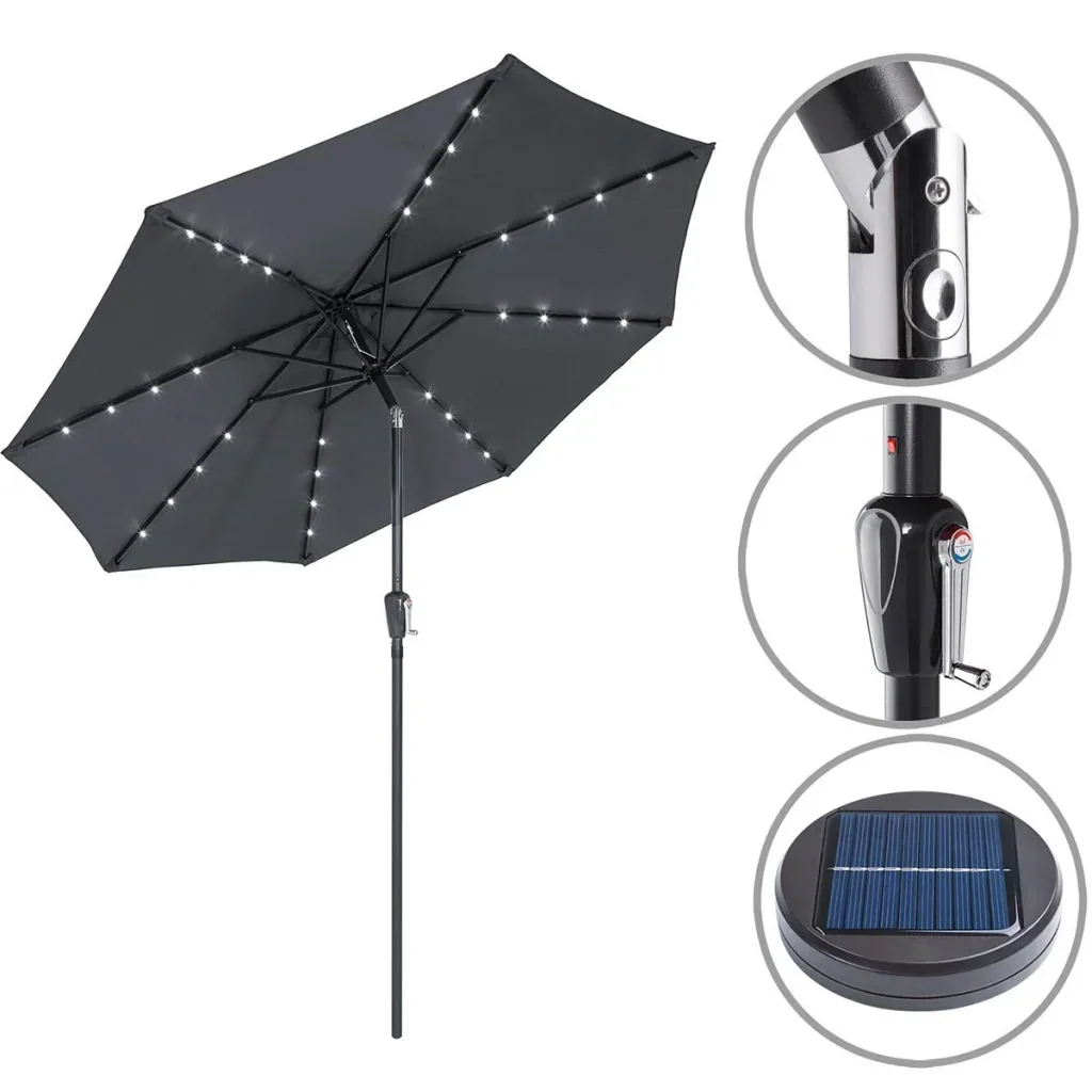 Florida parasol with LED lighting, pivoting, anthracite - Ø 3m