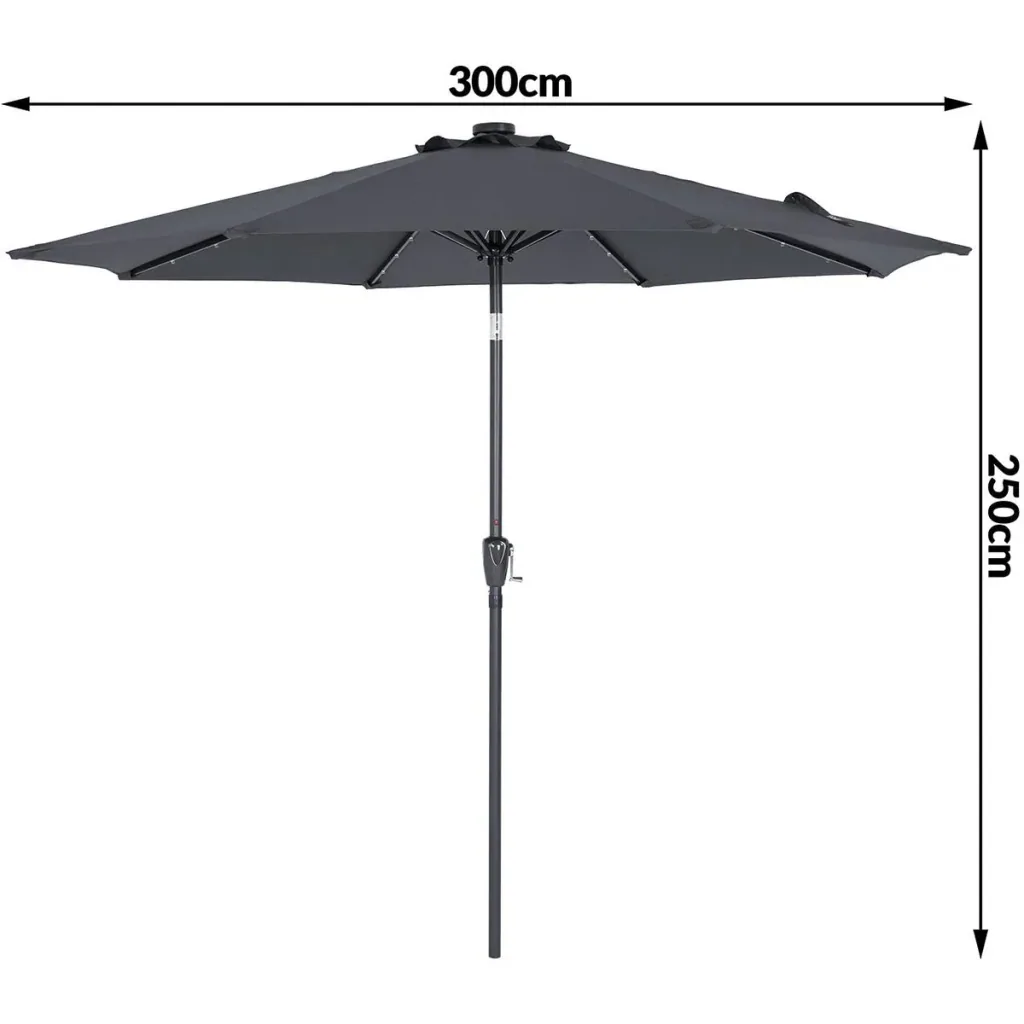 Florida parasol with LED lighting, pivoting, anthracite - Ø 3m