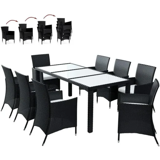 Polyrattan seats 17 pieces black stackable