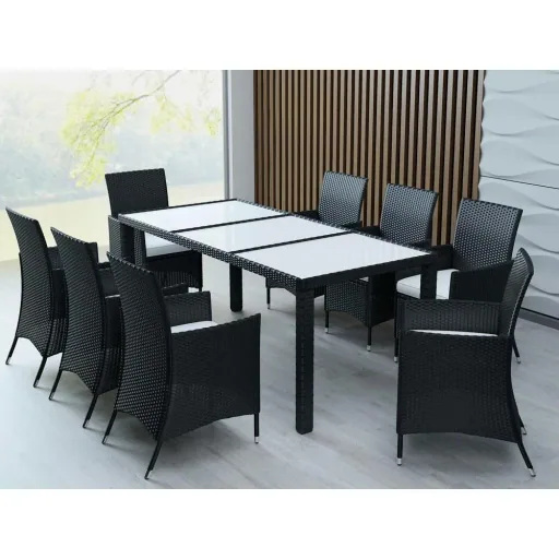 Polyrattan seats 17 pieces black stackable