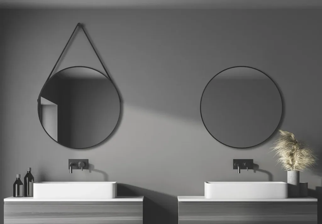 Decorative round wall mirror in black matt Ø 80 cm - high-quality robust aluminum frame