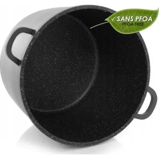 Marbled deep fryer with glass lid black 28cm
