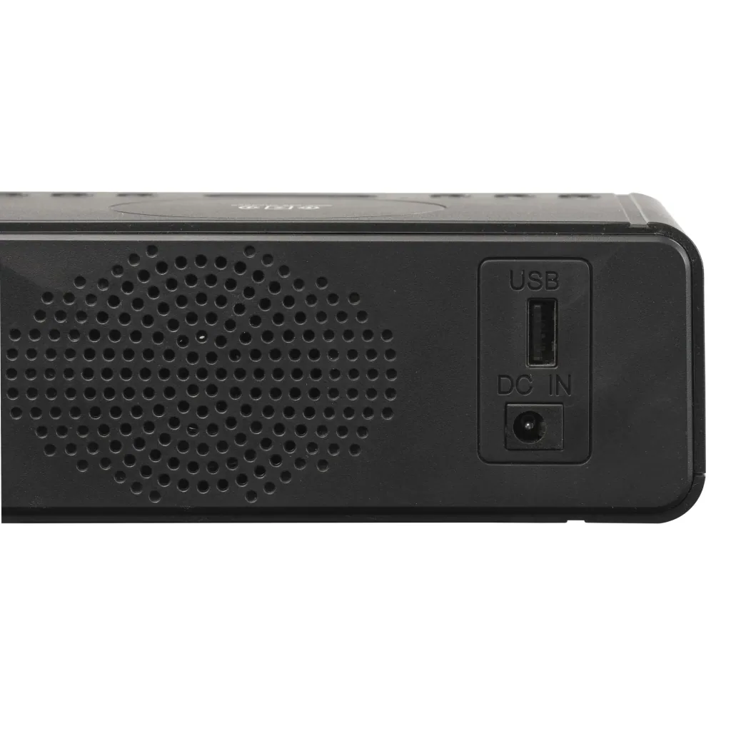 Radio alarm clock with QI charging function and USB port