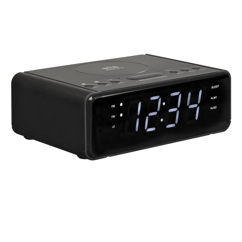 Radio alarm clock with QI charging function and USB port