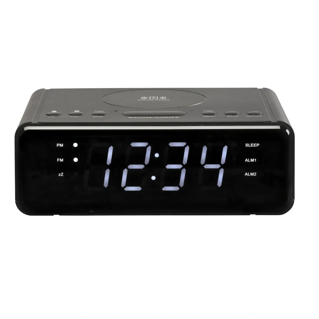 Radio alarm clock with QI charging function and USB port