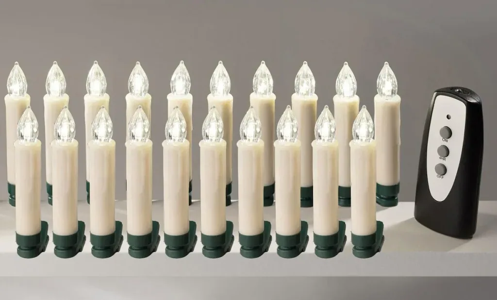 Wireless LED Christmas tree candles, with remote control - 15 pieces + 5 pieces free