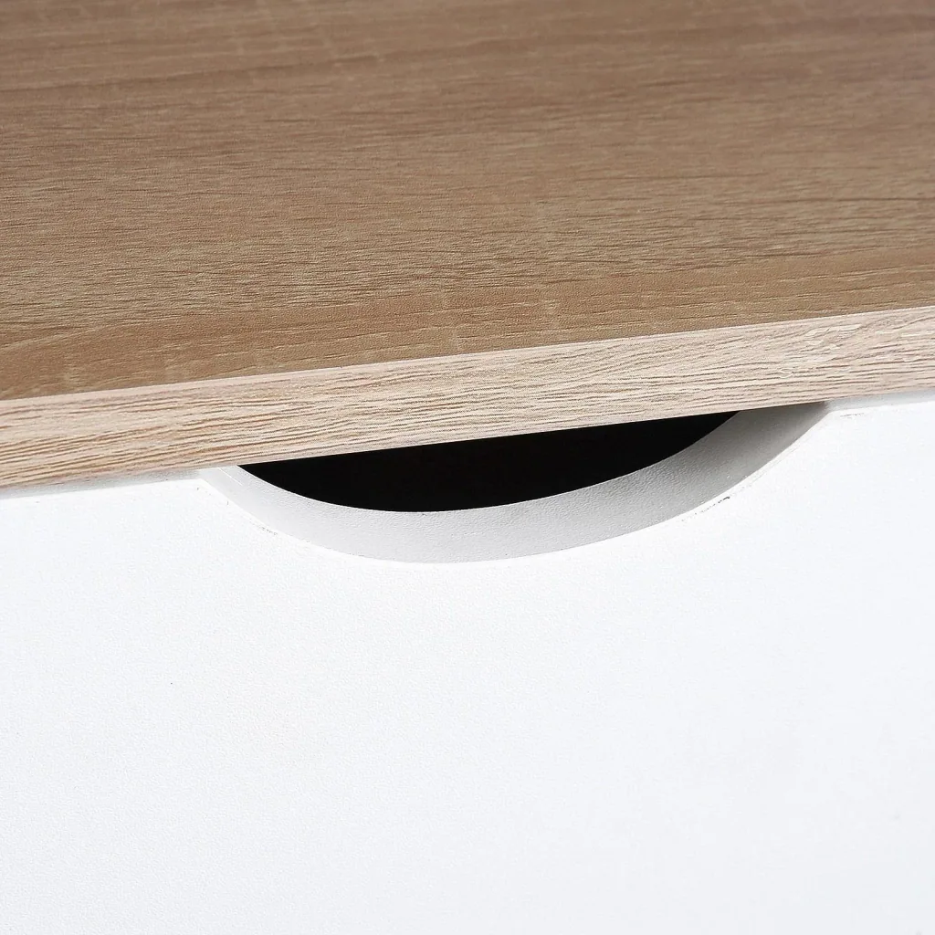 Computer desk PC table work table with keyboard pull-out drawer oak+white 110 x 55 x 76 cm