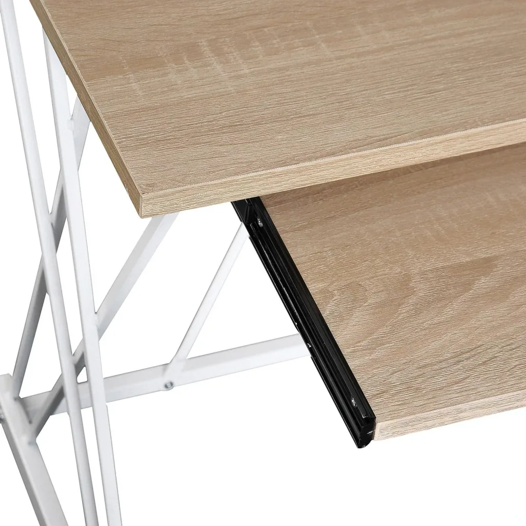 Computer desk PC table work table with keyboard pull-out drawer oak+white 110 x 55 x 76 cm