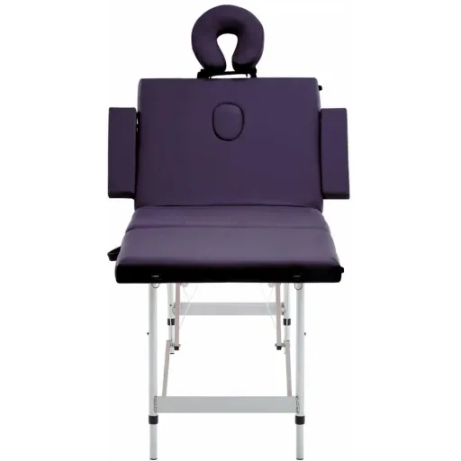 Foldable massage table 4 zones aluminum wine purple