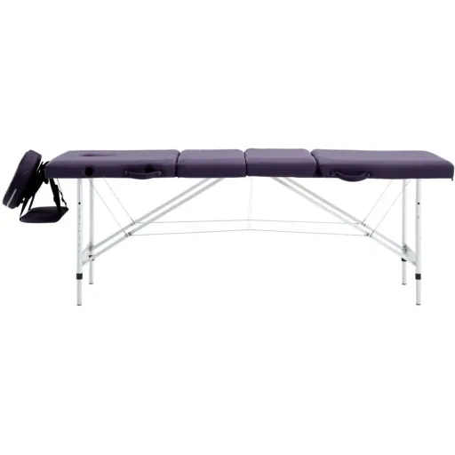 Foldable massage table 4 zones aluminum wine purple