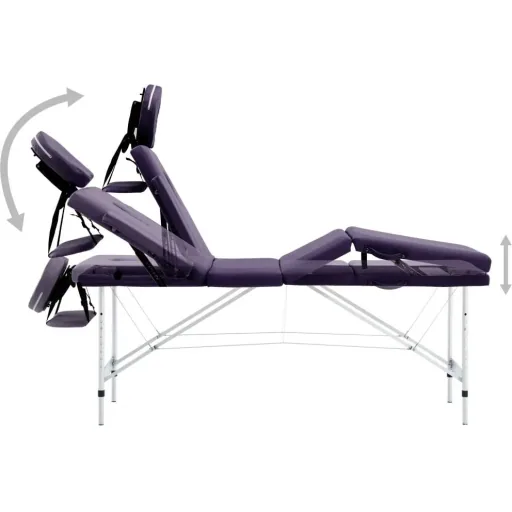 Foldable massage table 4 zones aluminum wine purple