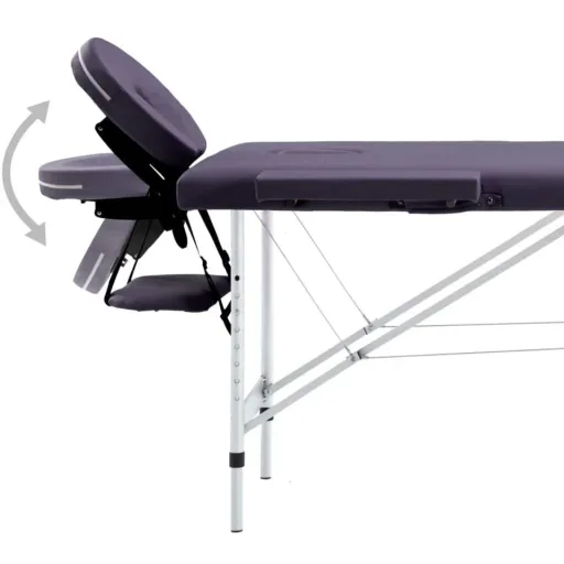 Foldable massage table 4 zones aluminum wine purple