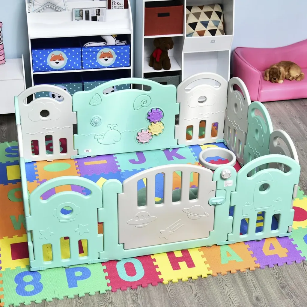 Baby safety gate with ball basket and 3 gears