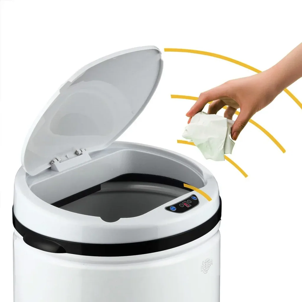 Waste bin with sensor 56 liters white