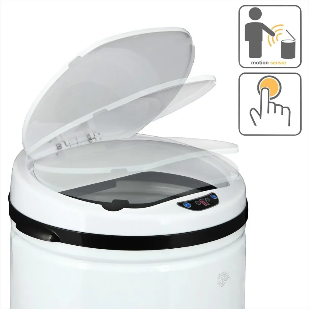 Waste bin with sensor 56 liters white