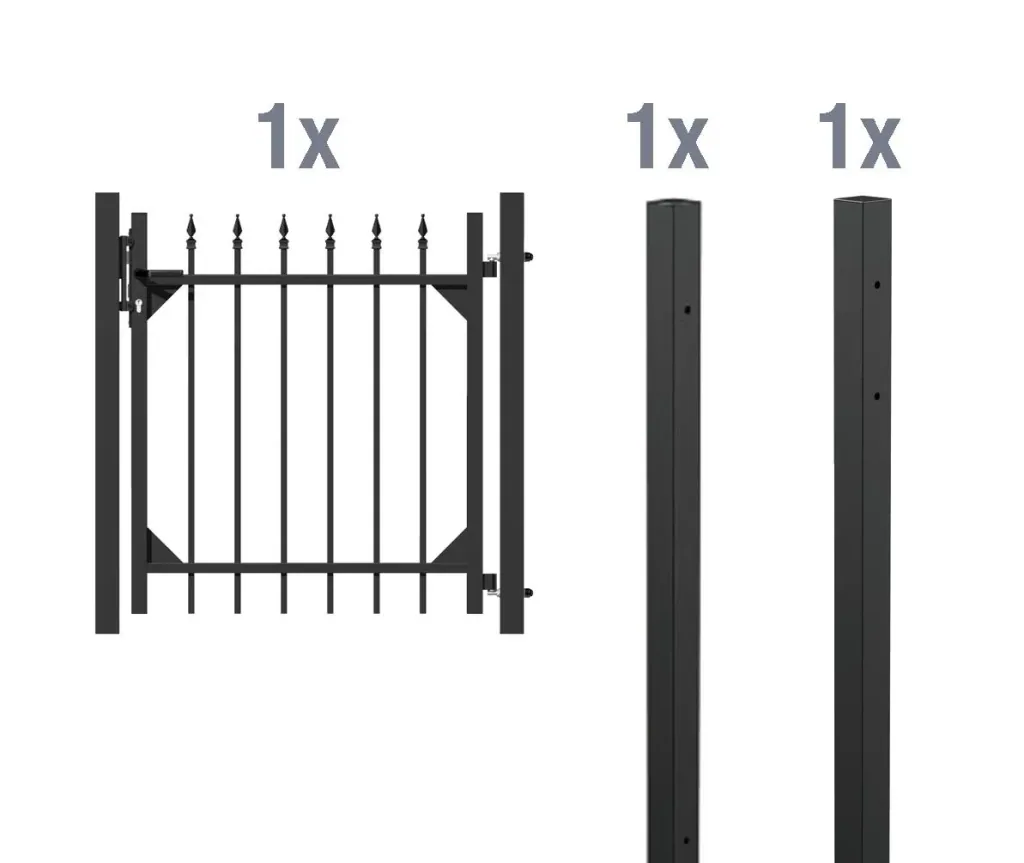 Single gate set Chaussee, for encasing in concrete, matt black, height 120 cm, width 1 m
