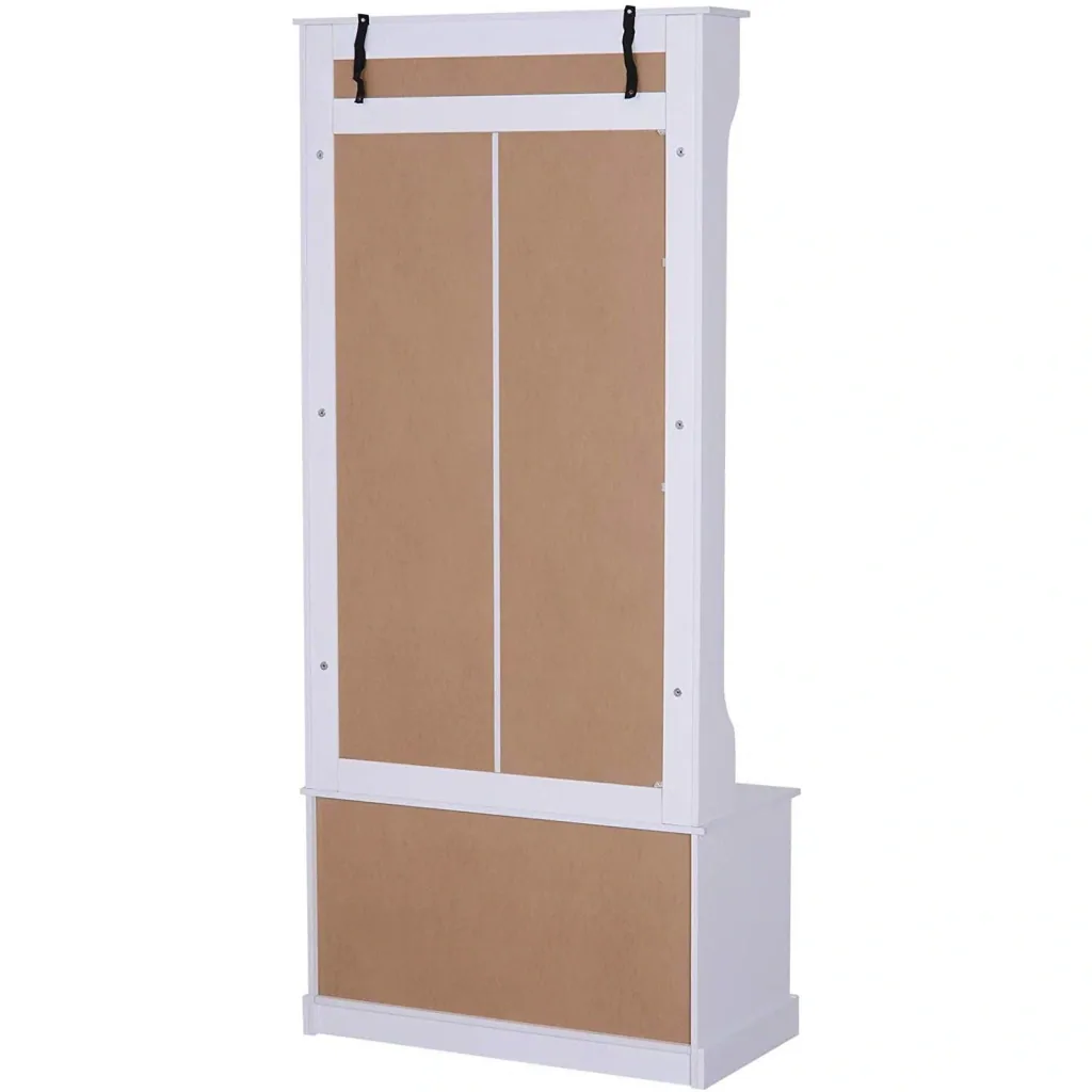 Wardrobe Clothes rack Coat rack with bench Coat hooks MDF White 80 x 40 x 180 cm