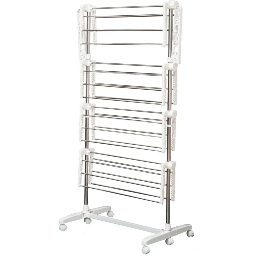 Mobile laundry rack laundry tower with 4 levels foldable
