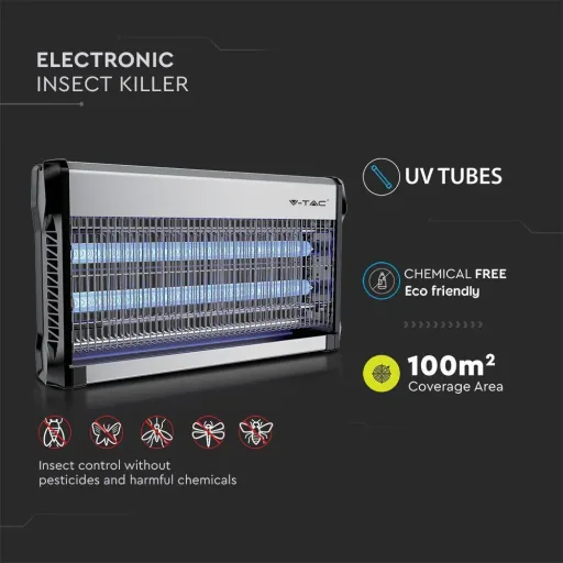 VT-3230 Insect Lamp - 2" 15W - 100m Range - UV Light - Grey