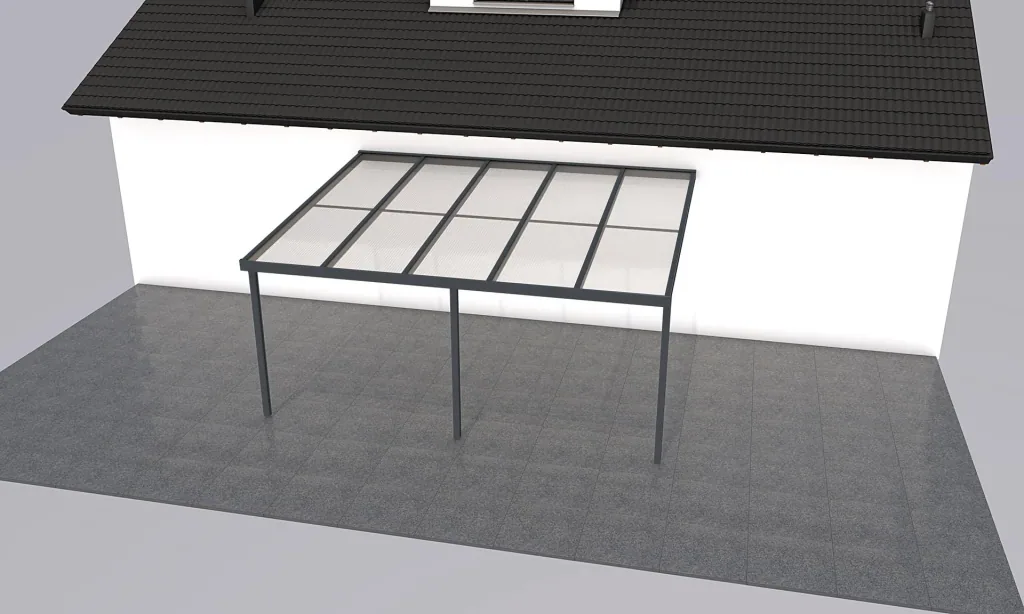 Patio roof Premium, anthracite, 5100 x 4060 mm - 10 mm laminated safety glass (VSG)