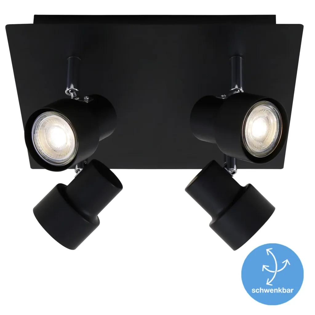 LED ceiling light, 1840 lumens, 20 watts, GU10, black