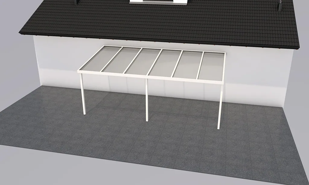 Patio roof Premium, white, 6110 x 3060 mm - Polycarbonate multi-wall sheets 16 mm, clear