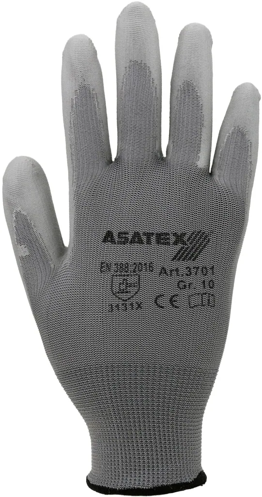Fine-knit gloves with PU coating, grey, size 10, 5 pairs