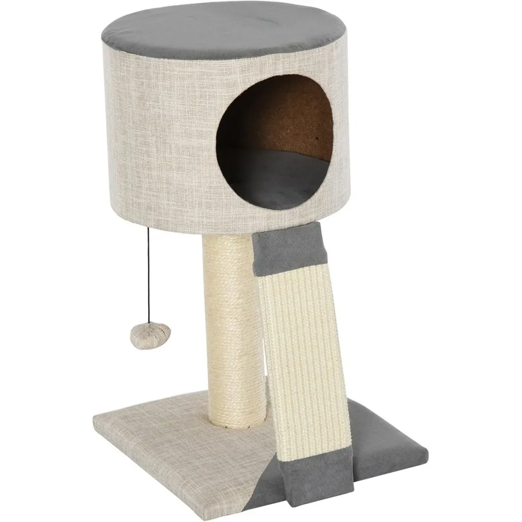 Mini scratching post with play ball
