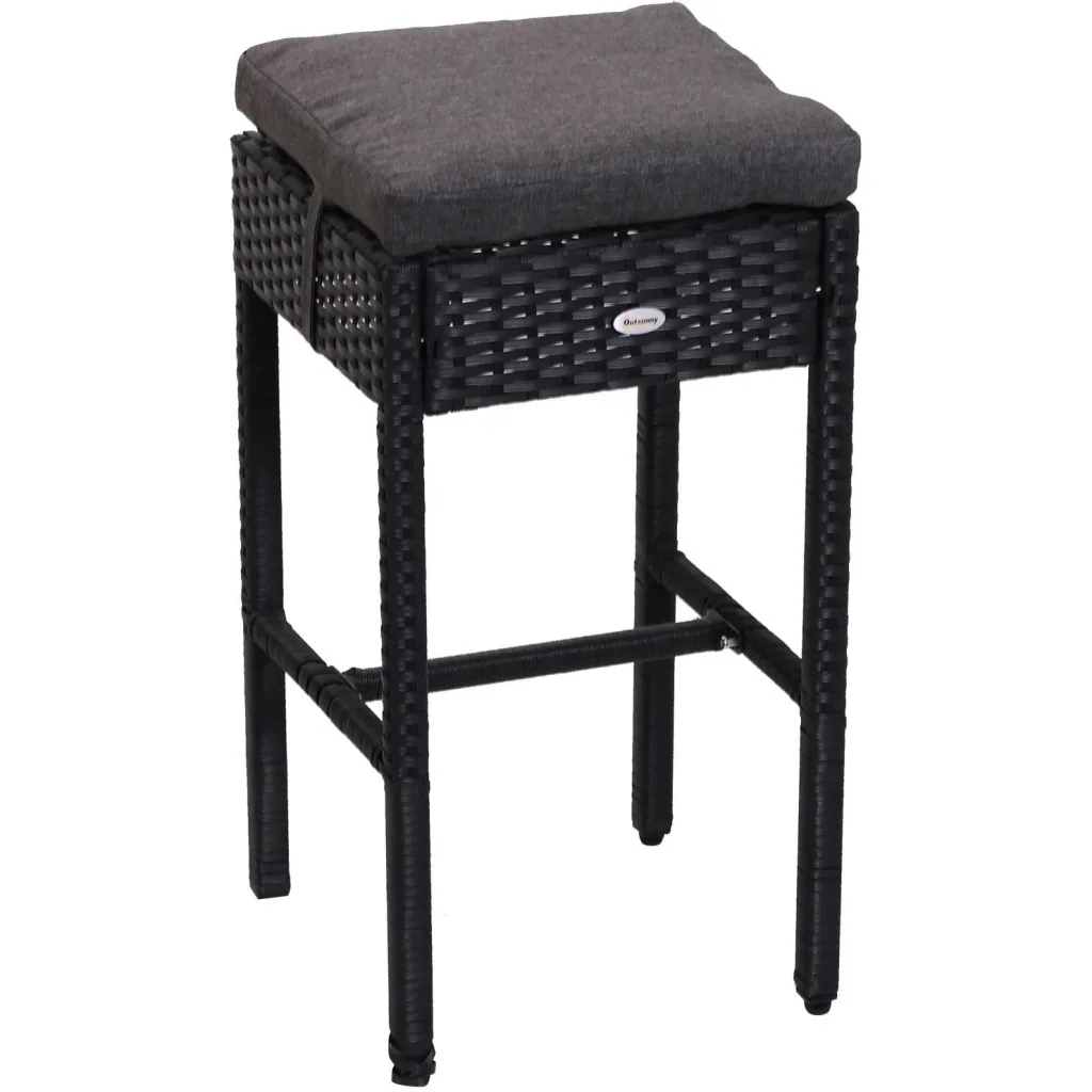 5-piece dining set, seating group, dining table, bistro table, bar table, garden table, metal + polyrattan, black with 1 table + 4 chairs