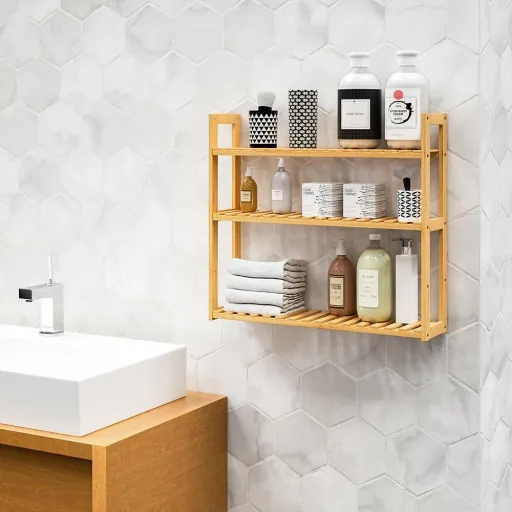 2-in-1 wall shelf & standing shelf made of bamboo