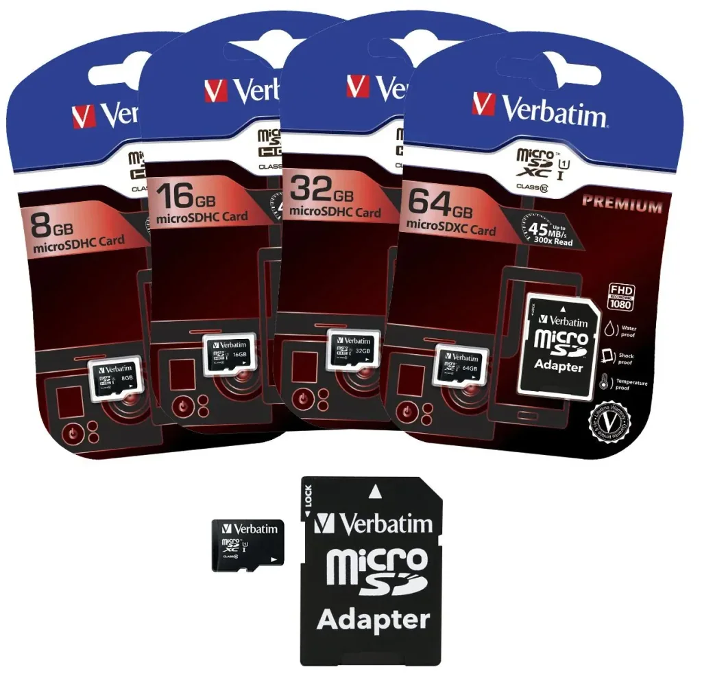 8 GB microSDHC memory card with SD card adapter, Class 10