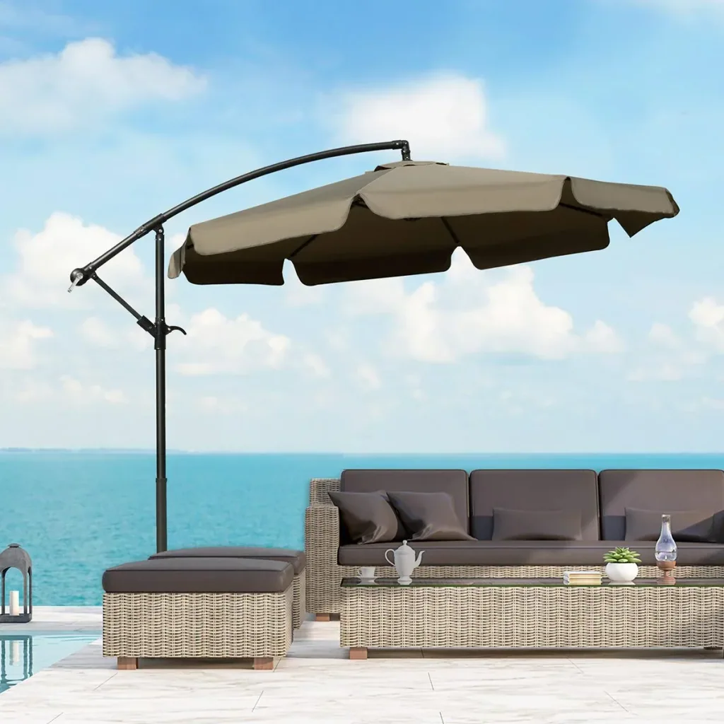 Parasol with hand crank Ø2.65 x 2.65H m coffee