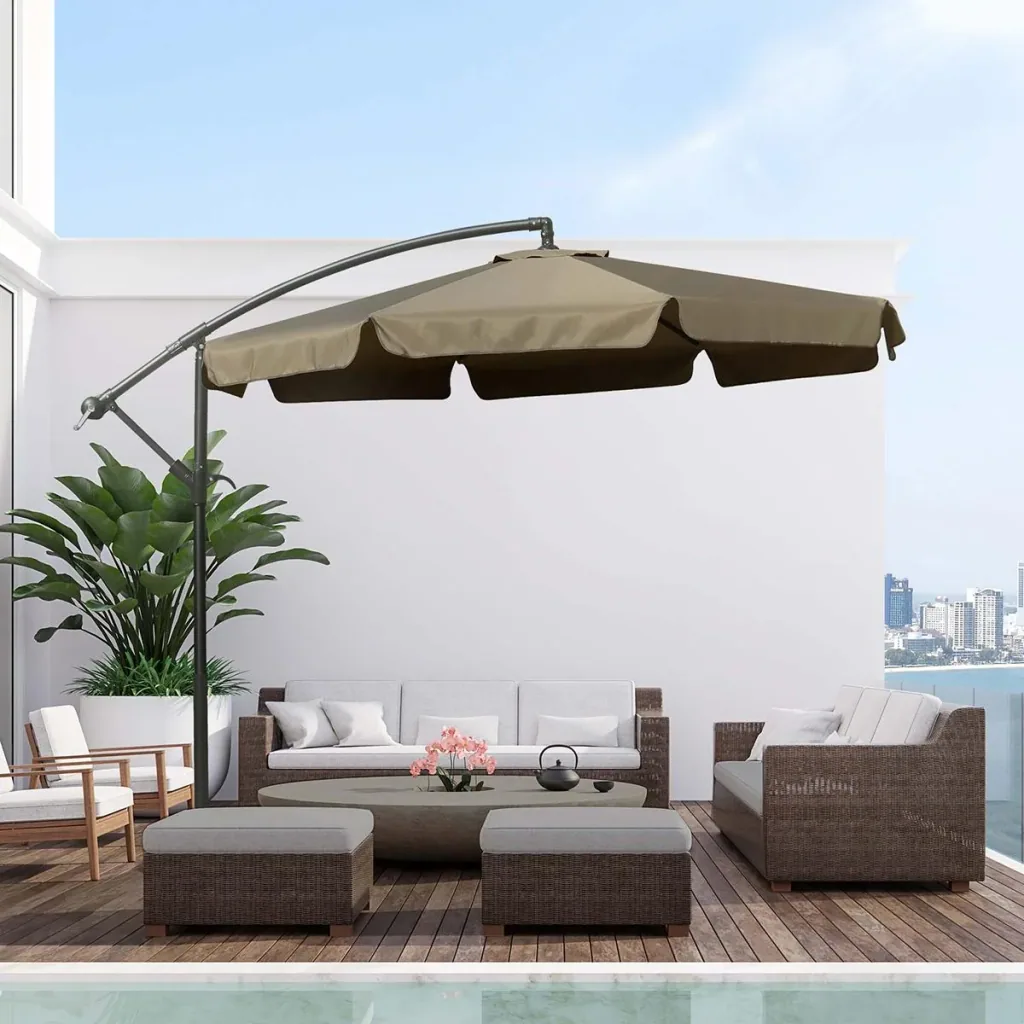 Parasol with hand crank Ø2.65 x 2.65H m coffee