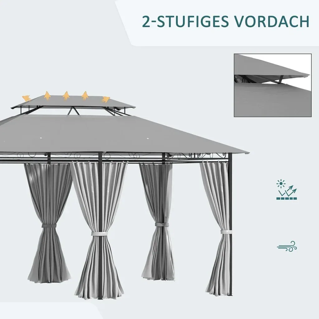Parasol with hand crank Ø2.65 x 2.65H m coffee