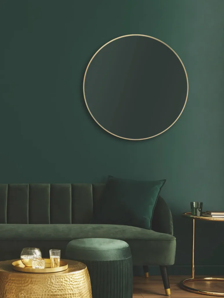 Decorative round wall mirror in matt gold Ø 80 cm - high-quality robust aluminum frame