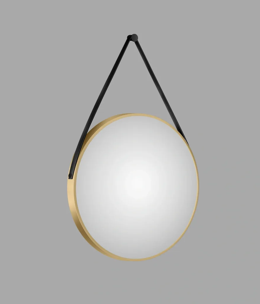 Decorative round wall mirror in matt gold Ø 80 cm - high-quality robust aluminum frame
