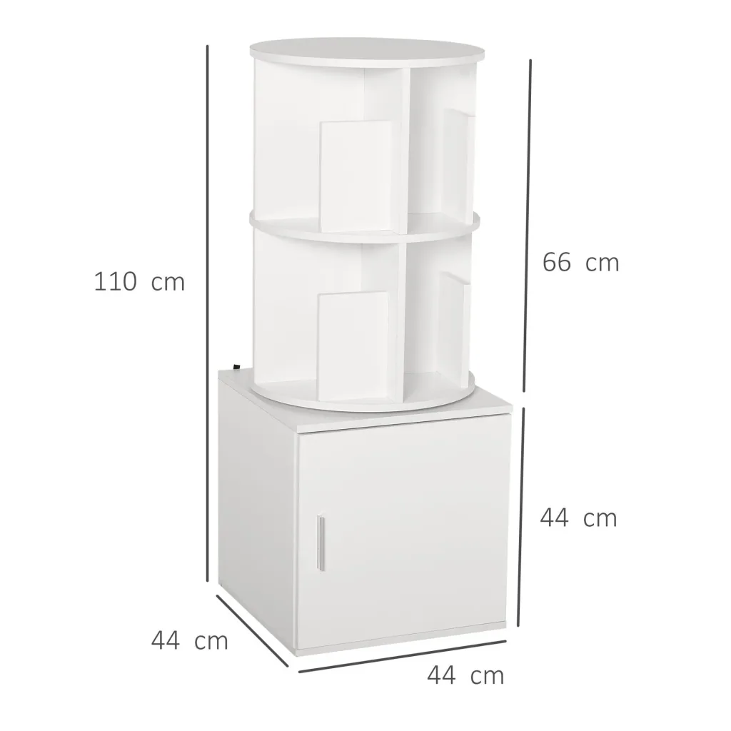 Rotating bookshelf 360°, white