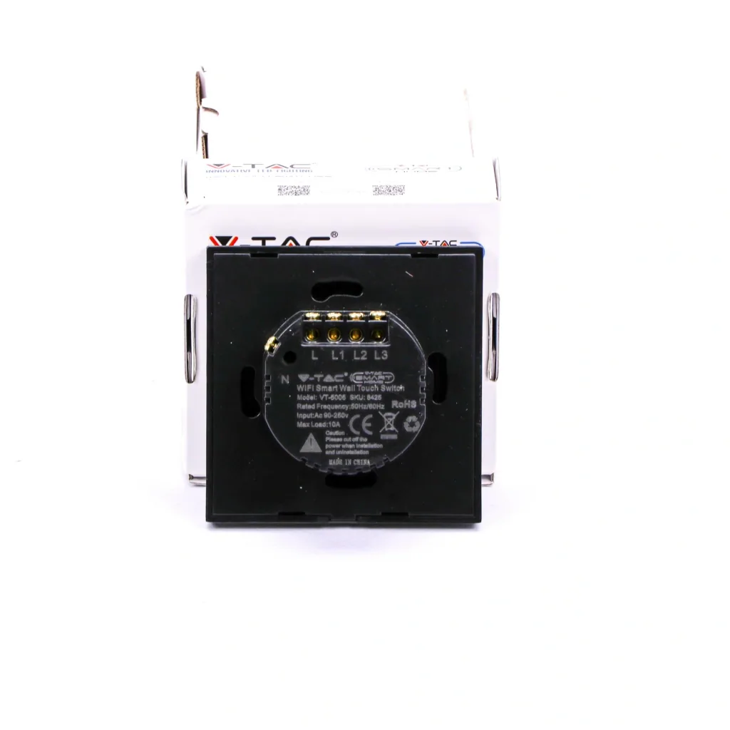Smarthome VT-5005 Built-in WiFi Touch Switch - 3 Buttons - Black - Works with Amazon Alexa and Google Home A