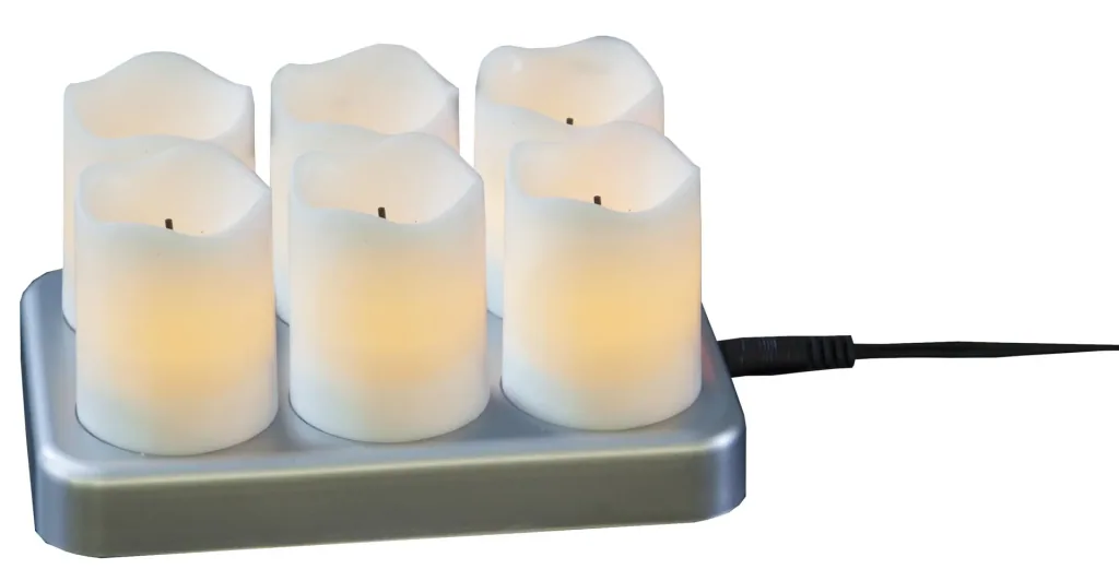 LED candle set - 6 pieces with charging station