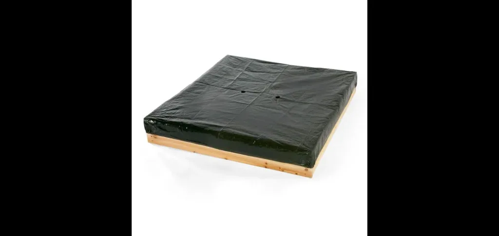Wooden sandpit with storage box, outdoor sandpit for children made of wood, bench, seating area, colorful