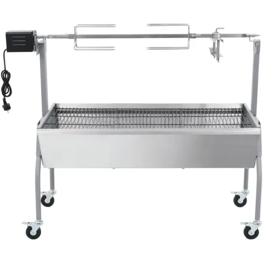 Rotisserie grill with electric motor