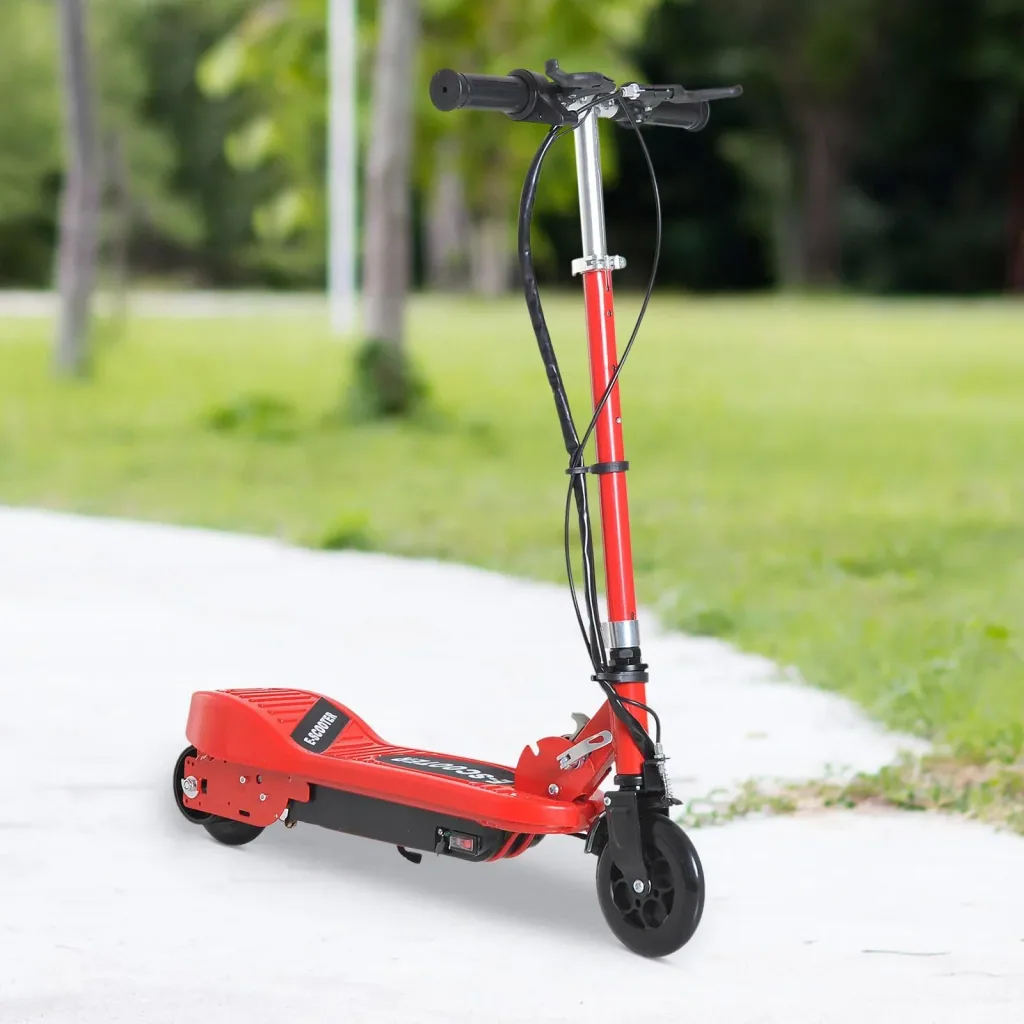 Electric scooter E-Scooter City scooter foldable youth scooter 12 km/h children metal red L74"W36"H73-91cm