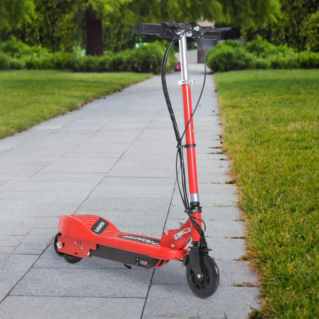 Electric scooter E-Scooter City scooter foldable youth scooter 12 km/h children metal red L74"W36"H73-91cm