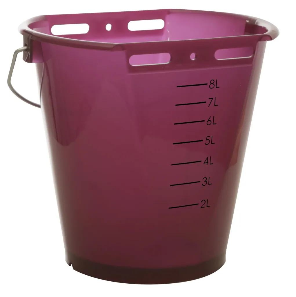 Calf drinking bucket 8 l, berry transparent with scale