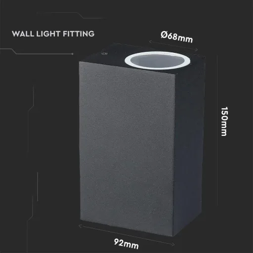 VT-7652SQ Outdoor Wall Light Up/Down - GU10 - Black - IP44