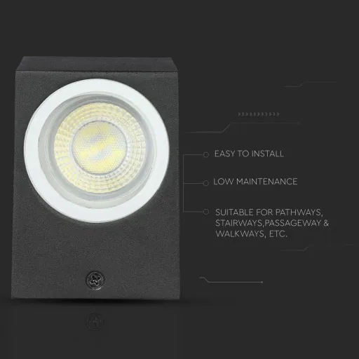 VT-7652SQ Outdoor Wall Light Up/Down - GU10 - Black - IP44