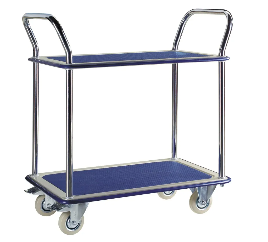 Push handle 2-tier trolley loading area 740 x 480 mm