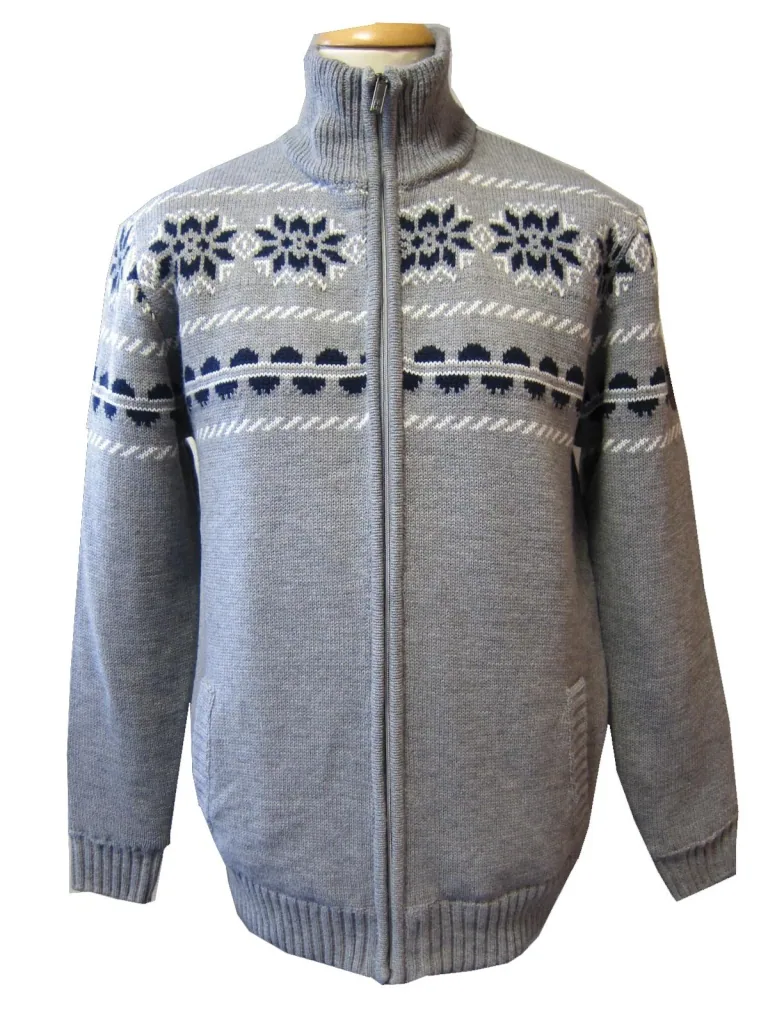 Lined cardigan, light grey, size 5XL