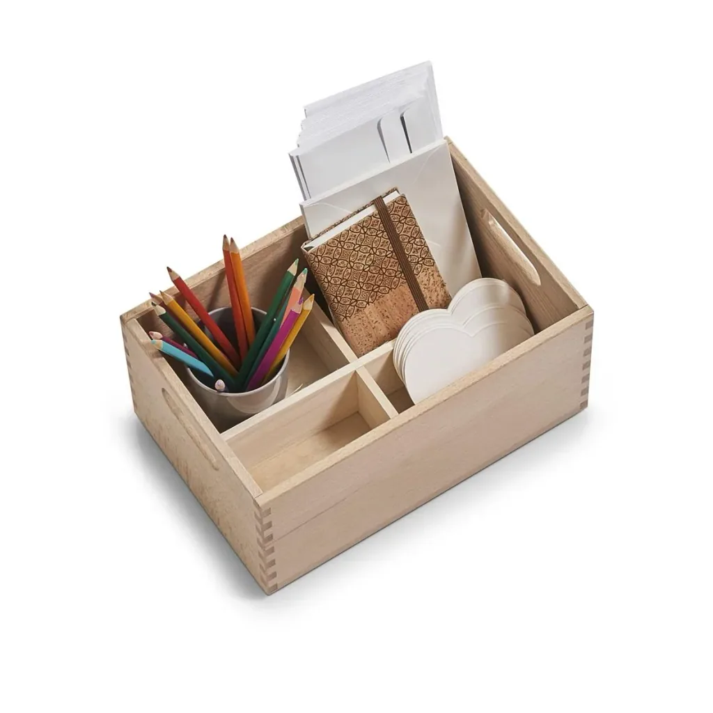 All-purpose box, varnished beech, 30 x 20 x 15 cm