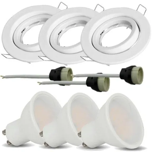VT-3333 3-piece recessed spotlight set - 5W - 400 Lm - 3000K - White